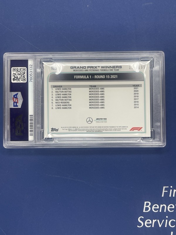 2022 TOPPS CHROME FORMULA 1 SAPPHIRE ED #165 LEWIS HAMILTON 134/199 PSA 10 view 2