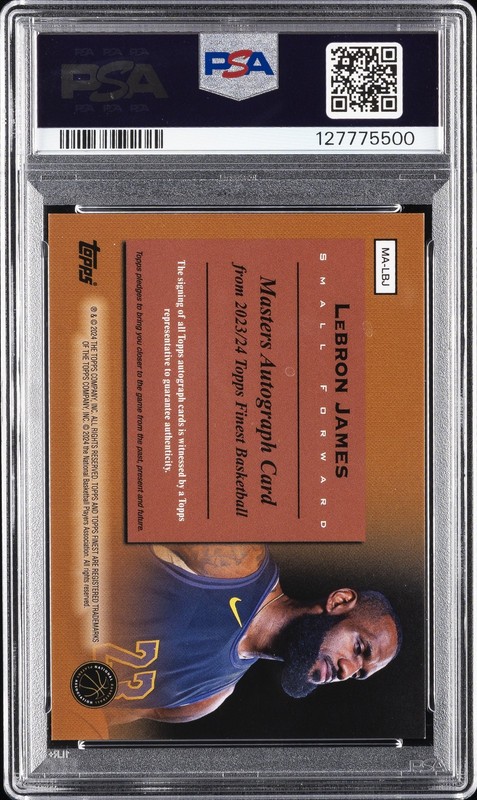 2023 TOPPS FINEST MASTERS AUTOS #MALBJ LEBRON JAMES 6/10 PSA 9 view 2