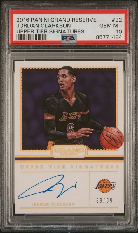 Jordan Clarkson 2016 Grand Reserve Upper Tier On Card Auto /99 PSA 10 Pop 1