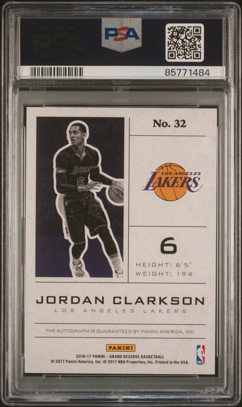 Jordan Clarkson 2016 Grand Reserve Upper Tier On Card Auto /99 PSA 10 Pop 1 view 2