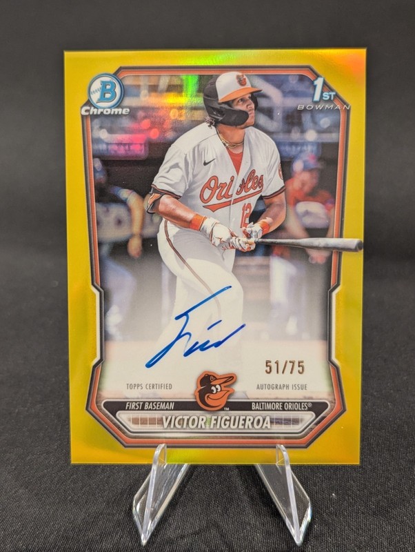 2026 Bowman Chrome Victor Figueroa 1st Auto True Yellow Refractor /75 CPA-VF