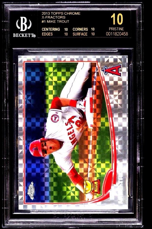 2013 TOPPS Chrome X-FRACTORS MIKE TROUT #1 BGS 10 BLACK LABEL POP 1 Rookie Cup
