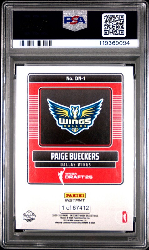 2025 PANINI INSTANT WNBA DRAFT NIGHT #DN1 PAIGE BUECKERS PSA 10 view 2