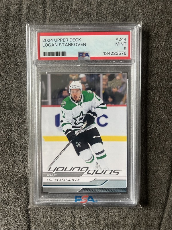 2024 UPPER DECK #244 LOGAN STANKOVEN YOUNG GUNS RC ROOKIE PSA 9
