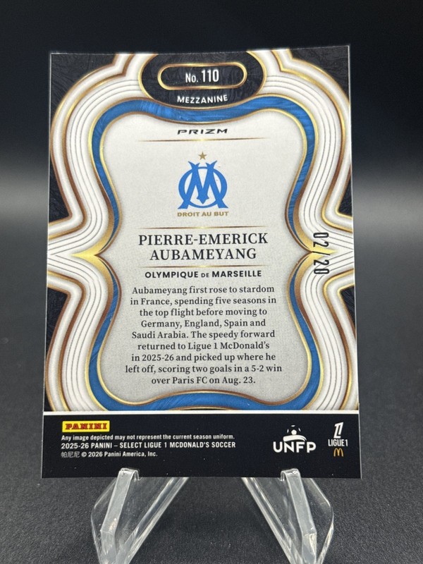 2025-26 Panini Select Ligue 1 Pierre-Emerick Aubameyang White /20 #110 view 2