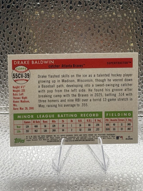2025 topps chrome platinum Drake Baldwin City Variation Superfractor 1/1 Braves view 2