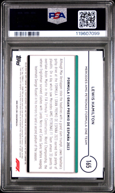 2024 TOPPS CHROME FORMULA 1 LOGOFRACTOR EDITION GOLD LEWIS HAMILTON 42/50 PSA 9 view 2