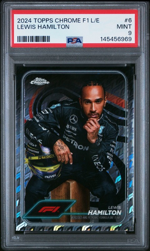 2024 TOPPS CHROME FORMULA 1 LOGOFRACTOR EDITION #6 LEWIS HAMILTON PSA 9 view 1