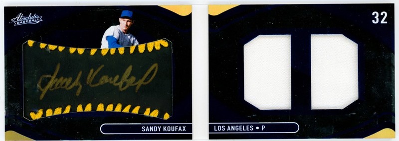 Sandy Koufax 2022 Panini Absolute Auto Booklet Game Used Patch /8 Dodgers HOF