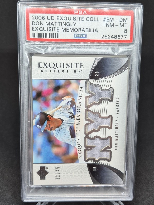2006 Upper Deck Exquisite Don Mattingly Game Used Jersey #32/45 PSA 8 Yankees 
