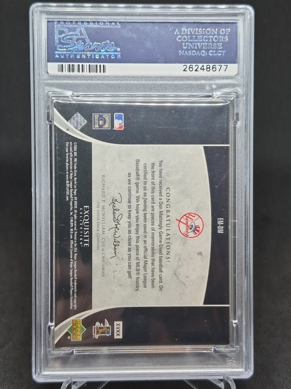 2006 Upper Deck Exquisite Don Mattingly Game Used Jersey #32/45 PSA 8 Yankees  view 2