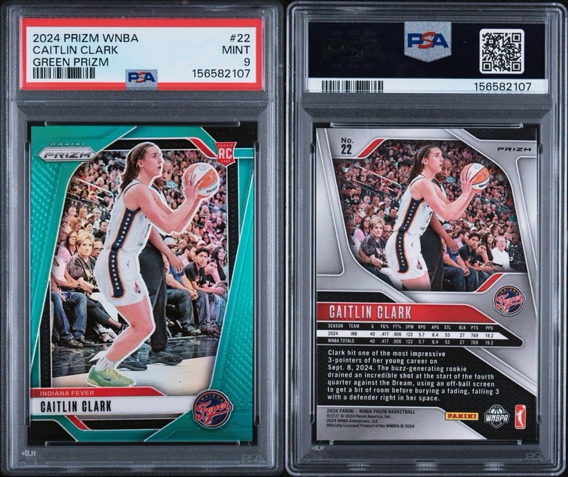 2024 Panini Prizm WNBA - Caitlin Clark #22 Green Prizm (RC) PSA 9 view 2