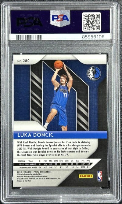 PSA 10 GEM MINT LUKA DONCIC 2018-19 PANINI PRIZM #280 ROOKIE RC MAVERICKS LAKERS view 2