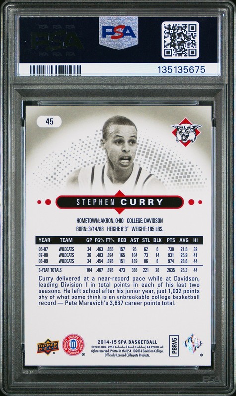 2014 SP AUTHENTIC #45 STEPHEN CURRY PSA 10 view 2