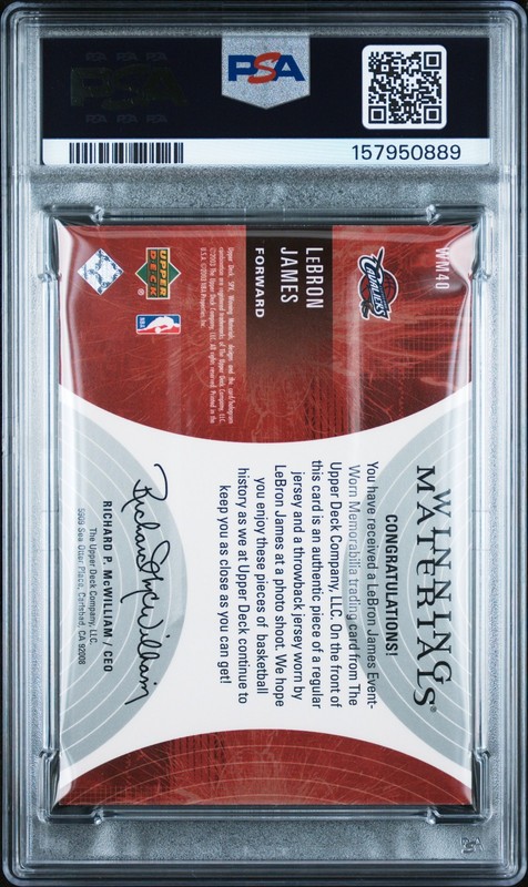 2003 SPX WINNING MATERIALS DUAL JERSEY #WM40 LEBRON JAMES PSA 6 view 2