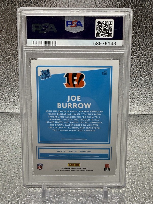 2020 Panini Donruss Joe Burrow Rated Rookie PSA 9 Bengals view 2