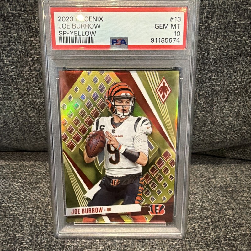 2023 Panini Phoenix SP Yellow #13 Joe Burrow Cincinnati Bengals 37/50 PSA 10