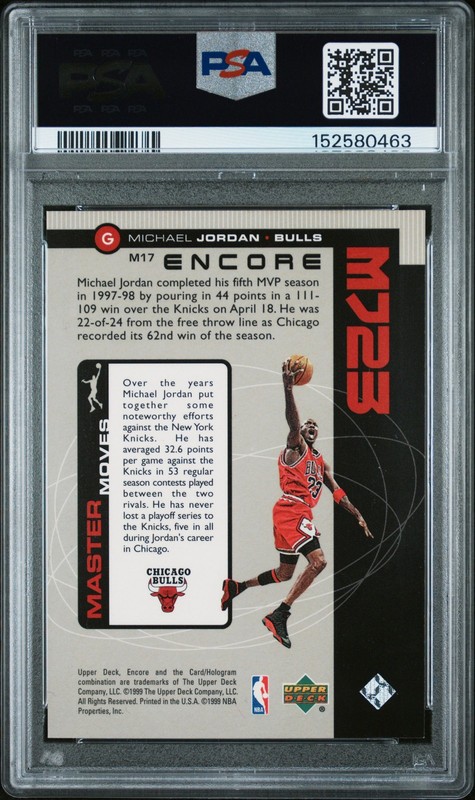 1998 UD ENCORE MJ23 #M17 MICHAEL JORDAN PSA 9 view 2