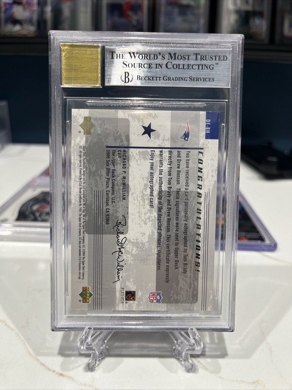 2004 UD Foundations Tom Brady Dual Endorsements Auto 10 BGS 8.5 INVEST HOF pats view 2