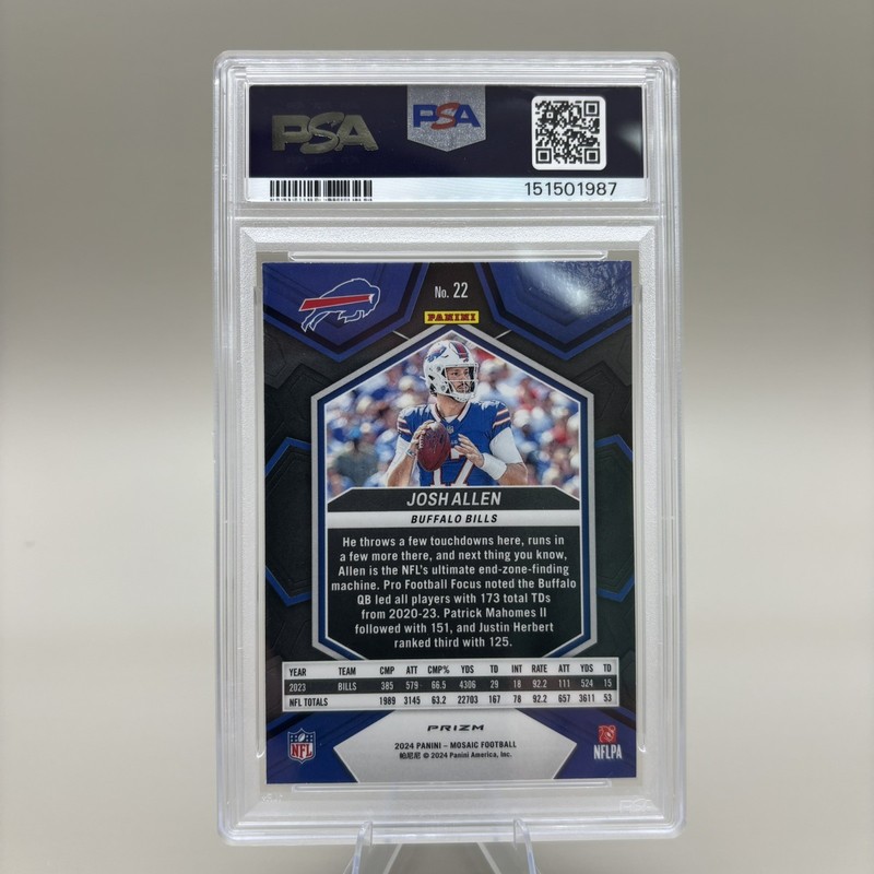 2024 Panini Mosaic Josh Allen SP Genesis Prizm Case Hit PSA 9 Bills #22 view 2