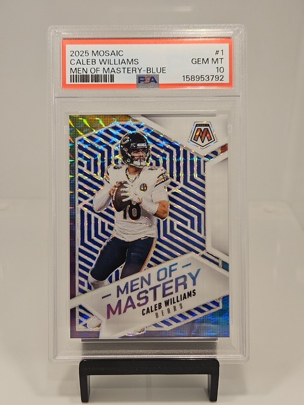 2025 Mosaic - Men of Mastery Caleb Williams #1 Blue  /99 PSA 10