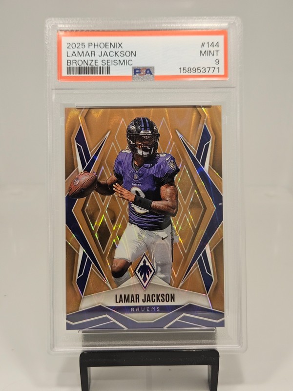 2025 Phoenix - Lamar Jackson #144 Bronze Seismic /15 PSA 9