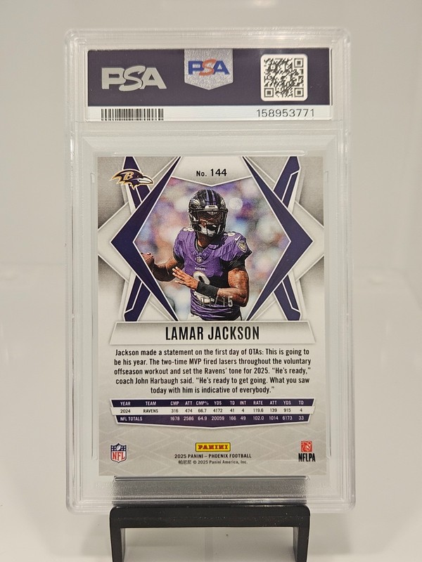 2025 Phoenix - Lamar Jackson #144 Bronze Seismic /15 PSA 9 view 2