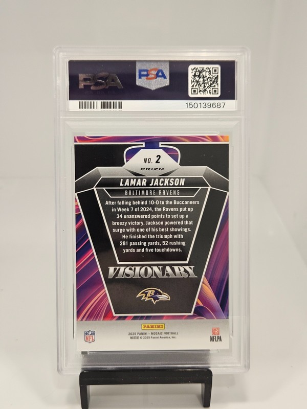 2025 Mosaic Lamar Jackson Visionary #2 PSA 10 view 2