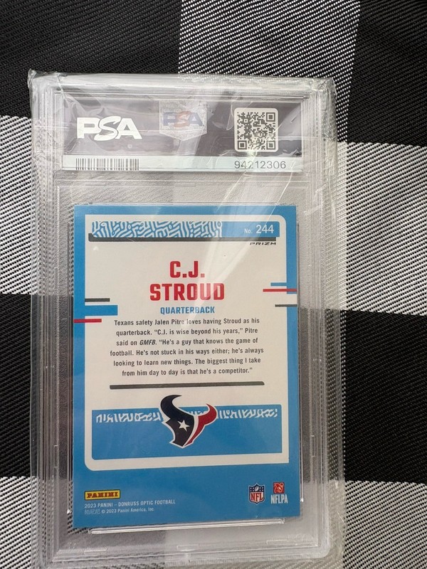 2023 Panini Donruss Optic - Rated Rookie C.J. Stroud #244 Purple Shock - PSA 10 view 2