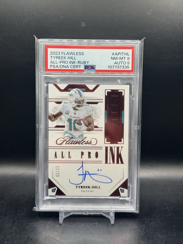 2023 FLAWLESS TYREEK HILL ALL-PRO INK-RUBY /15 PSA 8 / AUTO 9