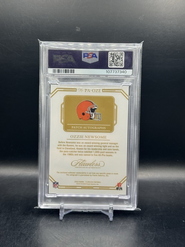 2023 FLAWLESS OZZIE NEWSOME PAT AUTOGRAPH-BRONZE /6 PSA 9 / AUTO 10 view 2