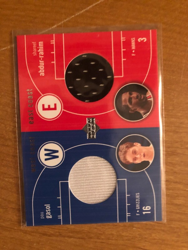 2003 Upper Deck Dual Game Used Jersey card Pau Gasol / Shareef Abdur-Rahim
