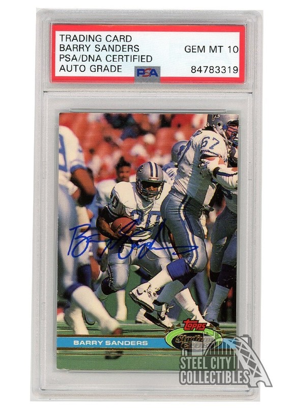 Barry Sanders 1991 Topps Stadium Club Autograph Card #361 PSA/DNA 10