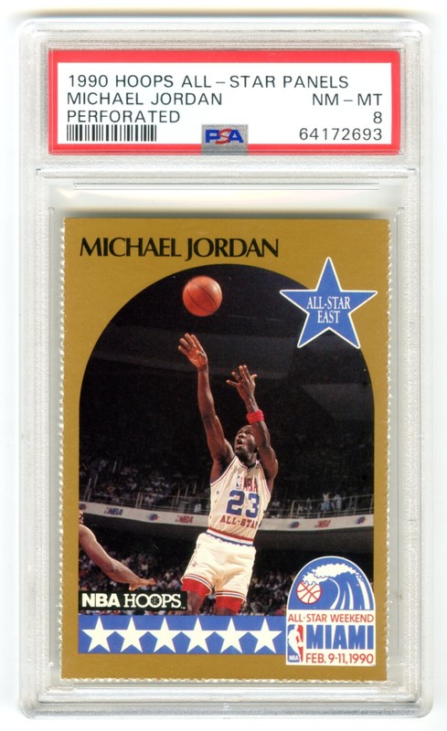 MICHAEL JORDAN~RARE POP 35~1990 HOOPS ALL-STAR PANEL PERFORATED PSA-8 NM-MT CARD