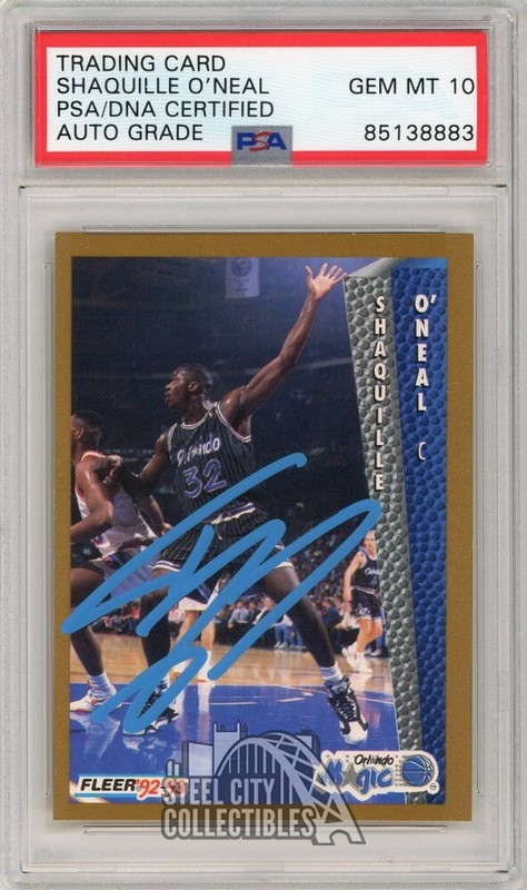 Shaquille O'Neal 1992-93 Fleer Autograph Rookie Card 401 PSA/DNA 10 (Light Blue)