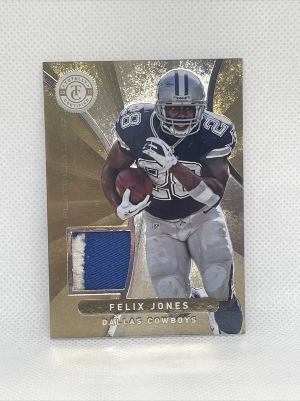 2012 FELIX JONES PANINI CERTIFIED #75 GOLD MATERIALS #D/49 GAME USED JERSEY CARD view 1