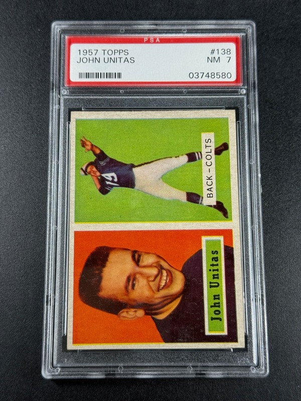 JOHNNY UNITAS 1957 TOPPS FOOTBALL #138 VINTAGE ROOKIE RC NEAR MINT PSA 7 NFL HOF view 2