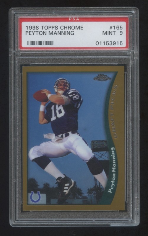 PSA 9 Peyton Manning 1998 TOPPS CHROME ROOKIE RC SP   BEAUTIFUL  HOF   GOAT QB