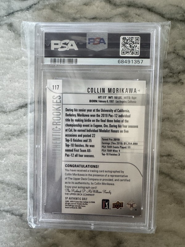 2021 UD SP Authentic Collin Morikawa Future Watch RC Rookie Auto   /299 PSA 9 view 2