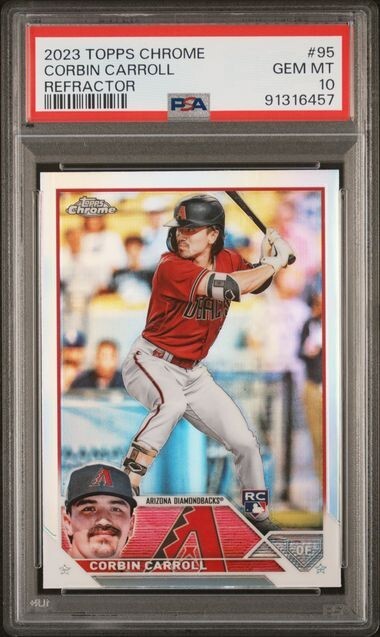 2023 TOPPS CHROME REFRACTOR #95 CORBIN CARROLL ROOKIE RC PSA 10
