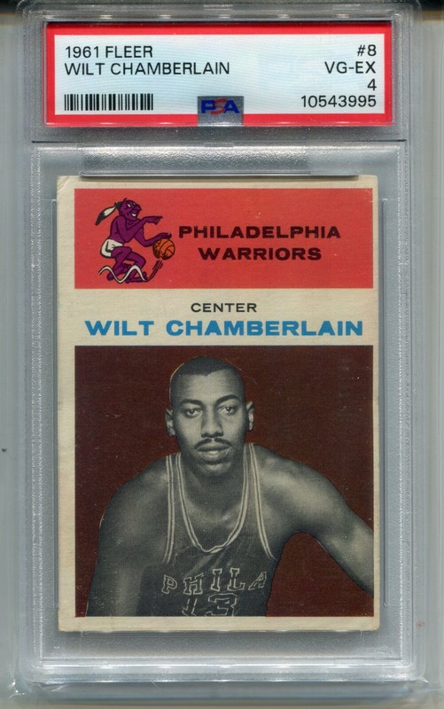 1961 Fleer Wilt Chamberlain Rookie Card PSA 4 Graded Basketball #8