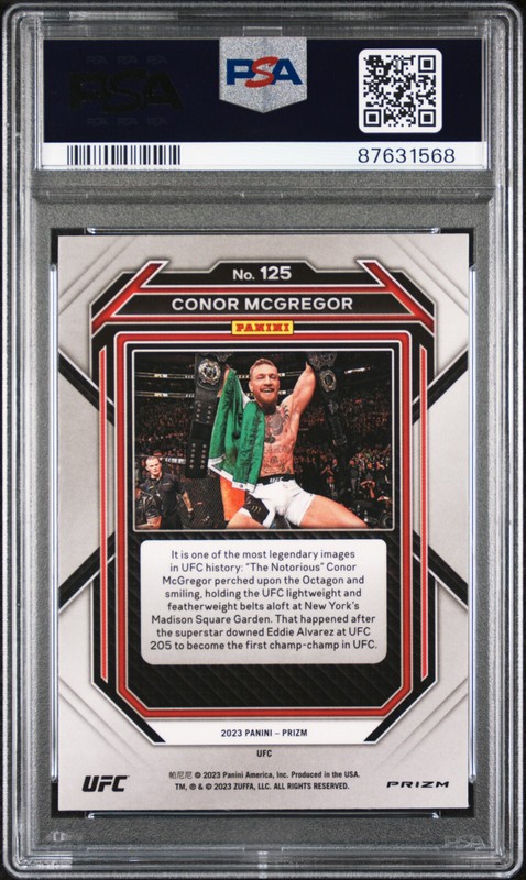 2023 Prizm UFC Conor McGregor Hyper Prizm PSA 9 view 2