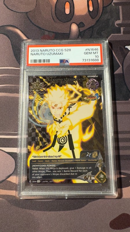 PSA 10 2013 Naruto CCG Naruto Uzumaki (9 Tails Cloak) Foil N-1646 UNS3