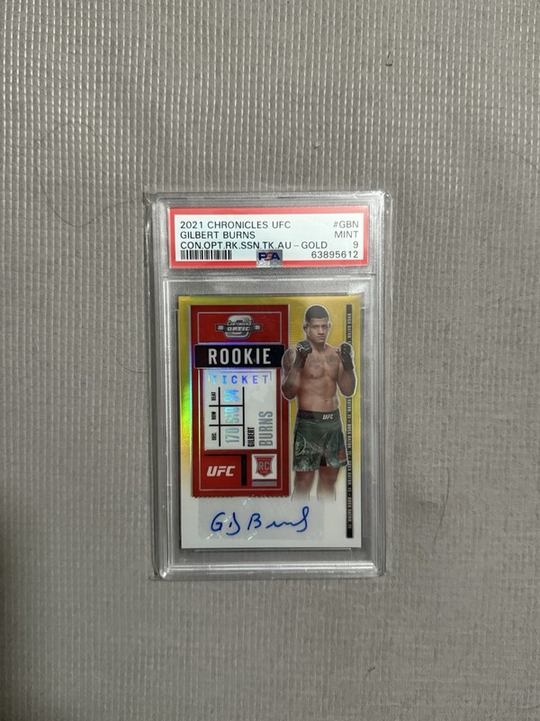 2021 CHRONICLES UFC GILBERT BURNS - GOLD /10 Rookie PSA 9 POP 1 . None higher