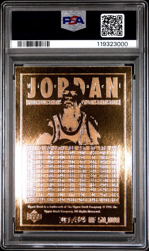 1995 UPPER DECK 23K GOLD MICHAEL JORDAN 50,000 PRINT RUN PSA 8 NM-MT view 2