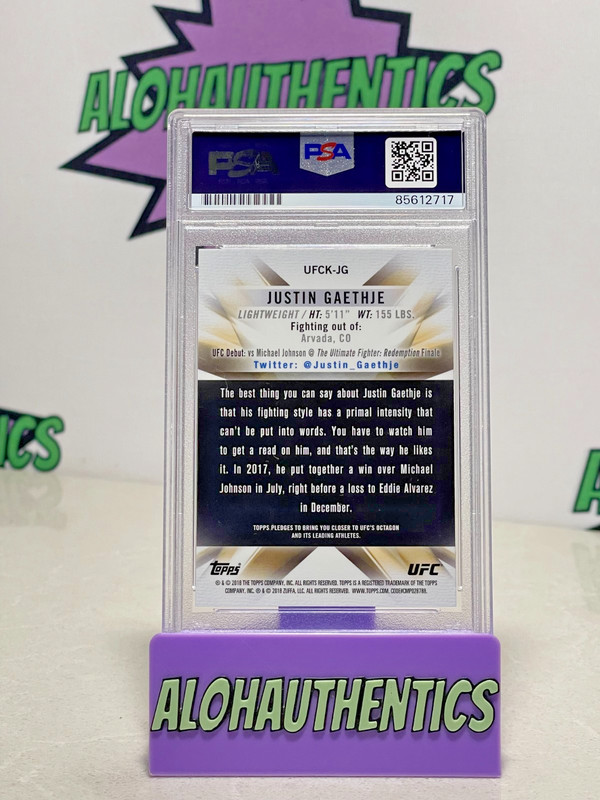JUSTIN GAETHJE SIGNED 2018 UFC TOPPS CHROME ROOKIE CARD PSA IP ON CARD  AUTO view 2