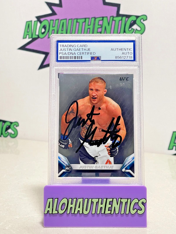 JUSTIN GAETHJE SIGNED 2018 UFC TOPPS CHROME ROOKIE CARD PSA IP ON CARD  AUTO