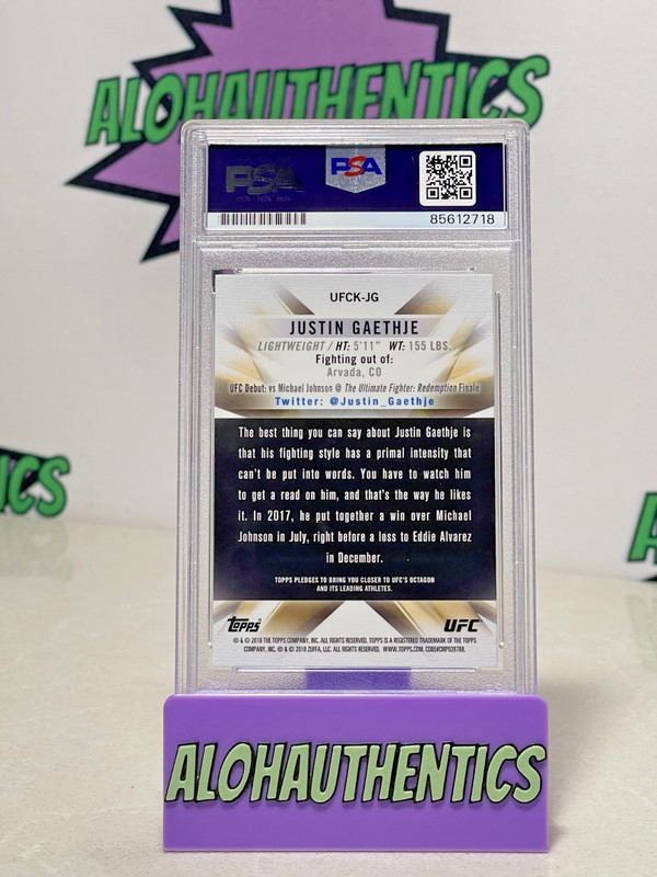 JUSTIN GAETHJE SIGNED 2018 UFC TOPPS CHROME ROOKIE CARD PSA IP ON CARD  AUTO view 2