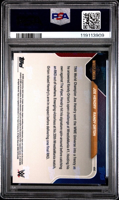 2025 Topps Now WWE Joe Hendry Randy Orton #44 FIRST TOPPS CARD PSA 10 GEM view 2