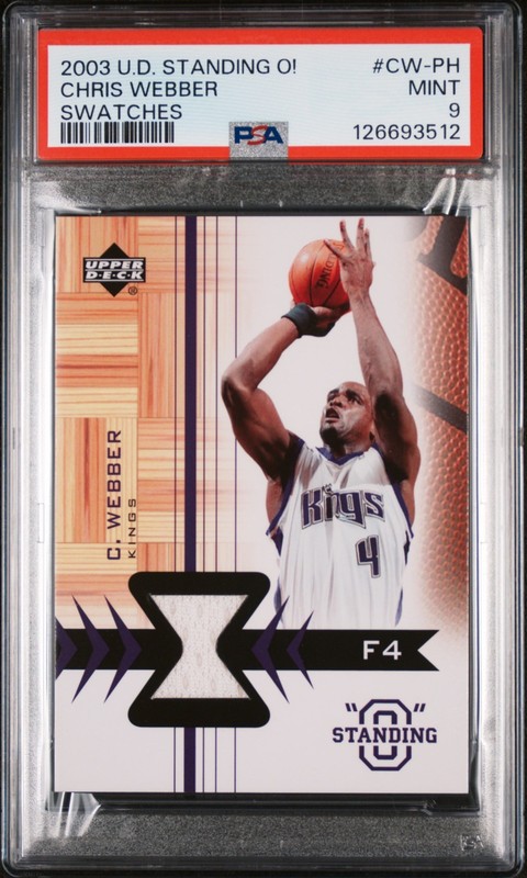 CHRIS WEBBER GAME-WORN PATCH #CW-PH 2003 U.D. STANDING O! SWATCHES KINGS PSA 9
